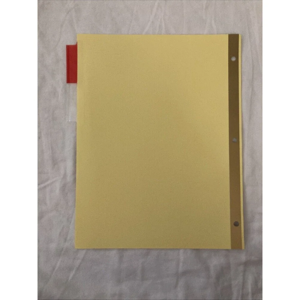 Unbranded 11”x8.5” Paper Yellow Binder Divider | Incomplete (2 Out Of 5 Sheets)